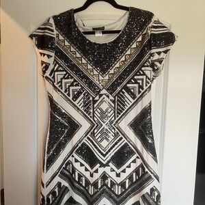 VENUS Black and Silver Sequin Mini Dress